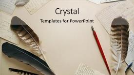  Presentation with postcard - Slides featuring feathers old postcards and vintage background and a lemonade colored foreground