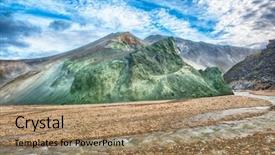  Presentation with volcanic rock - Colorful PPT theme enhanced with feature of a volcanic activity backdrop and a  colored foreground