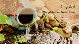  Presentation with pond - Cool new slide set with features - clay water feature near backdrop and a coral colored foreground