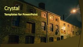  Presentation with rain city - Presentation theme with features - dark urban city alley background and a wine colored foreground