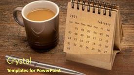  Presentation with wood rustic - Theme enhanced with february-2021-spiral-desktop-calendar background and a tawny brown colored foreground