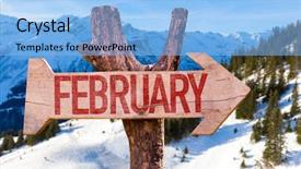  Presentation with february - Slides consisting of february arrow with winter background background and a light blue colored foreground