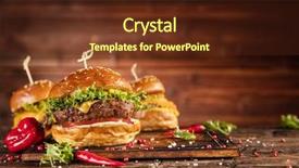  Presentation with hamburger - Audience pleasing theme consisting of fed - delicious hamburger with fries served backdrop and a tawny brown colored foreground