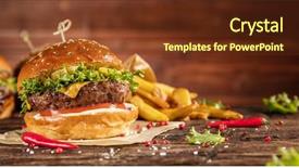  Presentation with hamburger - Beautiful theme featuring fed - delicious hamburger with fries served backdrop and a tawny brown colored foreground
