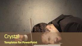  Presentation with employee anniversary work office - Colorful PPT theme enhanced with fed - sad and depressed office worker backdrop and a tawny brown colored foreground