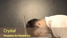  Presentation with front office - Presentation design enhanced with fed - sad and depressed office worker background and a tawny brown colored foreground