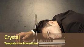  Presentation with employee anniversary work office - PPT layouts having fed - sad and depressed office worker background and a tawny brown colored foreground