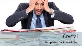  Presentation with stressed - PPT theme with fed - stressed teacher background and a light blue colored foreground