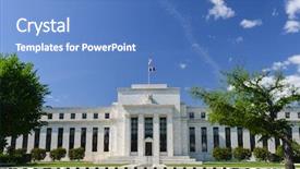  Presentation with united states - Slide set featuring fed government - federal reserve building in washington background and a teal colored foreground