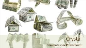  Presentation with dollar - Presentation theme enhanced with federal reserve - collage with figures from american background and a soft green colored foreground