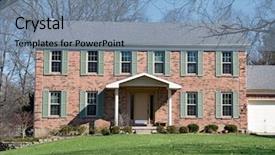  Presentation with brick - PPT theme enhanced with federal style house with teal background and a seafoam green colored foreground