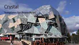  Presentation with melbourne - Colorful presentation theme enhanced with federation square melbourne backdrop and a teal colored foreground