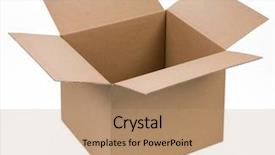  Presentation with cardboard - PPT theme consisting of fedex - cardboard box isolated background and a coral colored foreground