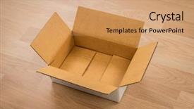  Presentation with cardboard - PPT theme having fedex - cardboard box on wood background and a coral colored foreground