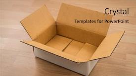  Presentation with memories temlate text box - Presentation theme featuring fedex - cardboard box on wood background and a coral colored foreground