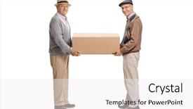  Presentation with cardboard - Cool new slides with holding a big cardboard box backdrop and a white colored foreground