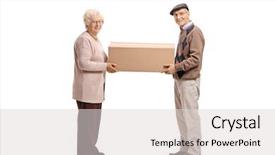  Presentation with elderly - Colorful slide deck enhanced with fedex - full length portrait backdrop and a light gray colored foreground