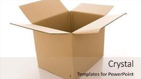  Presentation with cardboard - Beautiful PPT layouts featuring fedex - opened cardboard box parcel isolated backdrop and a coral colored foreground