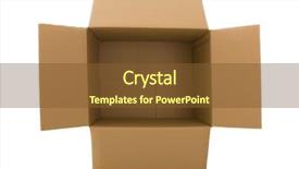  Presentation with cardboard - Presentation theme consisting of fedex - opened cardboard box parcel isolated background and a tawny brown colored foreground