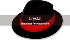  Presentation with band - Audience pleasing presentation theme consisting of fedora hat with red band isolated on white backdrop and a wine colored foreground