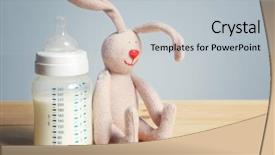  Presentation with baby milk - Presentation theme enhanced with feed supplement - baby bottle with milk background and a light gray colored foreground