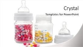  Presentation with supplement - Slide deck featuring feed supplement - baby bottles full of colourful background and a white colored foreground