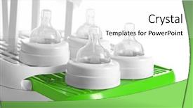  Presentation with plastic bottles and ocean - Amazing PPT layouts having feed supplement - baby bottles on plastic drying backdrop and a white colored foreground