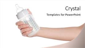  Presentation with baby bottle - Audience pleasing PPT layouts consisting of feed supplement - female hand holding a baby backdrop and a white colored foreground