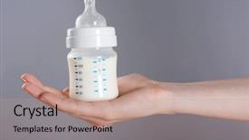  Presentation with baby bottle - Slide deck featuring feed supplement - female hand holding a baby background and a coral colored foreground