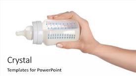  Presentation with baby bottle - Slide set featuring feed supplement - female hand holding a baby background and a white colored foreground