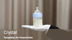  Presentation with baby bottle - Slide set enhanced with feed supplement - man hand holding baby bottle background and a gray colored foreground