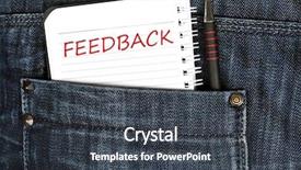  Presentation with notepad - PPT theme consisting of feedback message on notepad background and a dark gray colored foreground