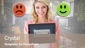  Presentation with job - PPT layouts with feedback smiley face satisfaction background and a coral colored foreground