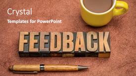  Presentation with business communication - PPT theme enhanced with feedback-word-abstract-in-vintage background and a coral colored foreground