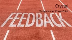  Presentation with running - Slide set featuring customer complain - feedback written on running track background and a coral colored foreground