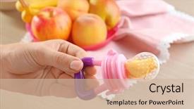  Presentation with baby in womb - Slide set consisting of feeder - woman holding baby's nibbler background and a soft green colored foreground