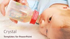  Presentation with infant - Audience pleasing PPT layouts consisting of feeding an infant with a feeding bottle closeup backdrop and a lemonade colored foreground