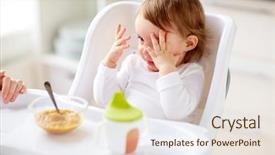  Presentation with baby food - PPT theme consisting of feeding and people concept - baby background and a lemonade colored foreground