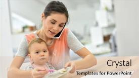  Presentation with mother baby - PPT theme with feeding baby a the same background and a lemonade colored foreground