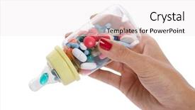  Presentation with bottle - PPT layouts consisting of feeding bottle filled with pills background and a white colored foreground