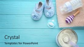  Presentation with baby bottle formula - Cool new PPT layouts with feeding bottle of baby milk backdrop and a light blue colored foreground