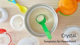 Presentation with baby formula - Cool new theme with bottles and baby milk formula backdrop and a soft green colored foreground