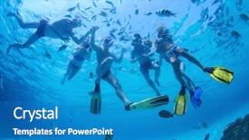  Presentation with quality of fish feeds - Colorful presentation enhanced with feeding fish in a sea backdrop and a teal colored foreground