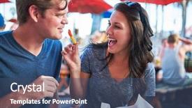  Presentation with french language - Slide deck having feeding her boyfriend a french background and a ocean colored foreground