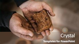  Presentation with bread - Presentation design having poor man holding bread closeup background and a tawny brown colored foreground