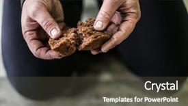  Presentation with bread - Cool new presentation design with poor man holding bread closeup backdrop and a dark gray colored foreground