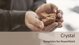  Presentation with bread - Beautiful slides featuring poor man holding bread closeup backdrop and a coral colored foreground