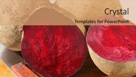  Presentation with cutting board - Cool new PPT layouts with feeding poor - halved and whole beetroots backdrop and a  colored foreground