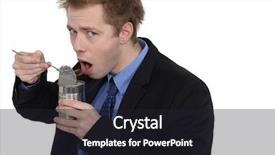  Presentation with healthy eating food photography - Slides featuring feeding poor - man eating dog food background and a  colored foreground