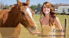  Presentation with horse teen - Presentation theme featuring feeding tube - beautiful teen girl background and a yellow colored foreground